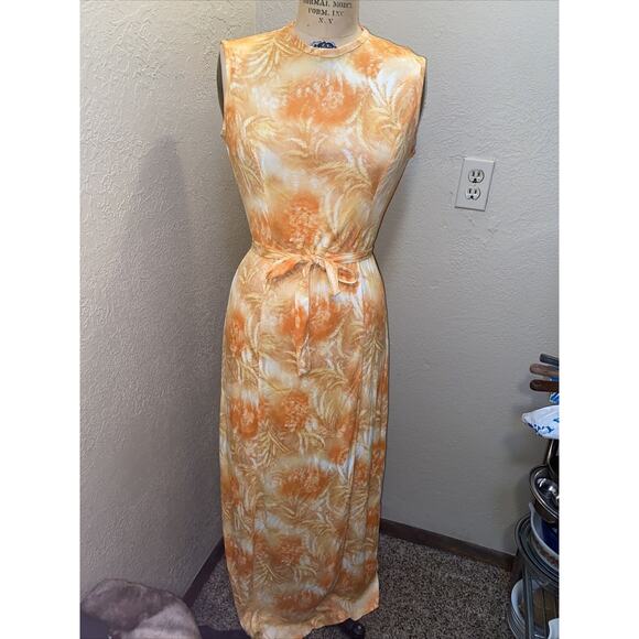 VINTAGE LADY BLAIR 70s Hostess Dress Set with Belt Maxi Sheath Pencil sz Medium - Picture 4 of 8